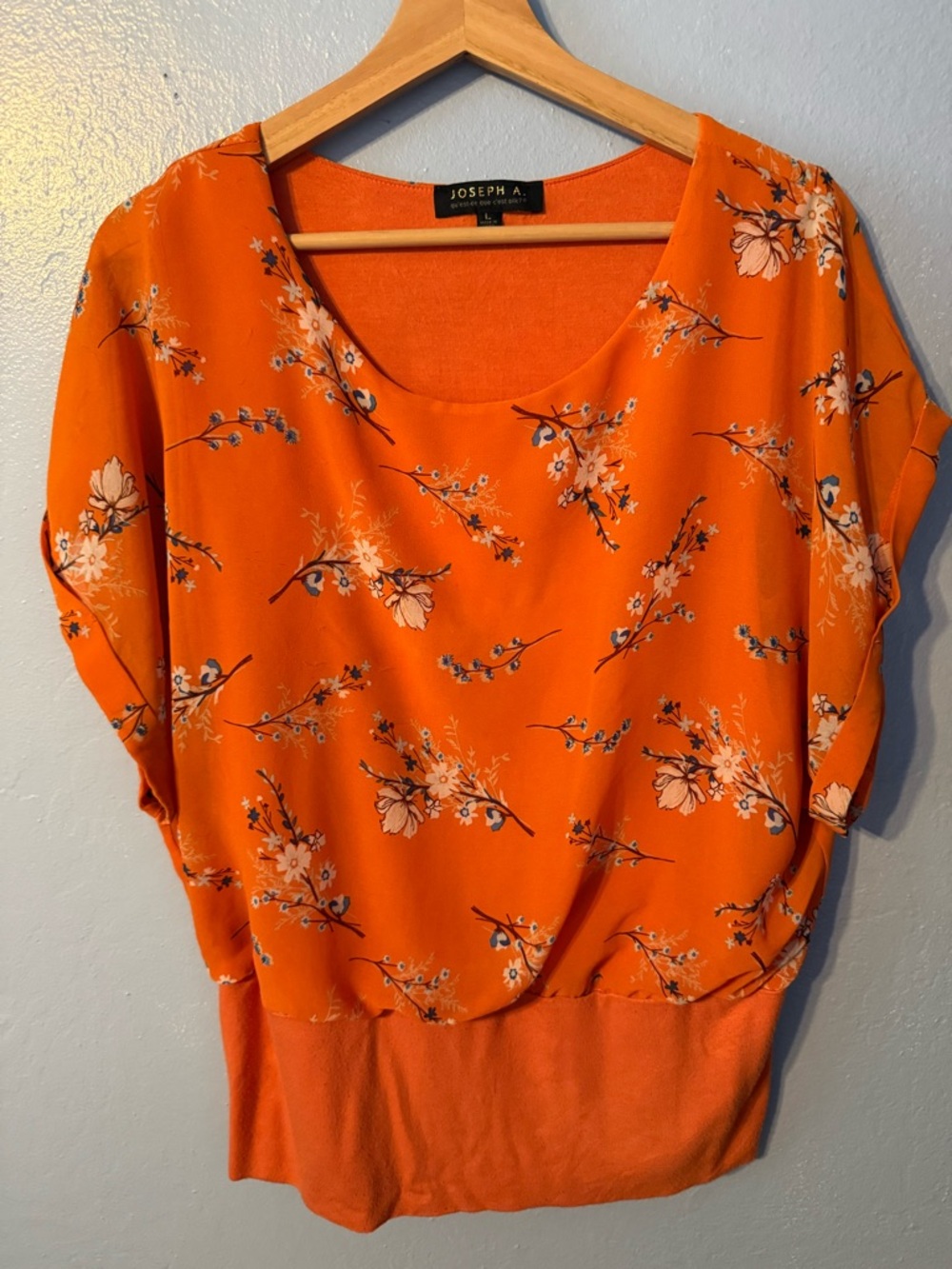 Joseph A Floral Dolman Sleeve Top in Bright Orange